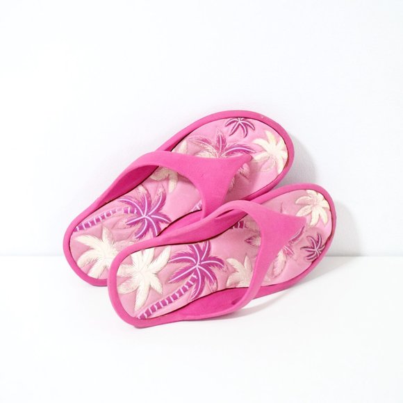 Pink Tropical Palm Tree Cushioned Flip Flops - Picture 6 of 9